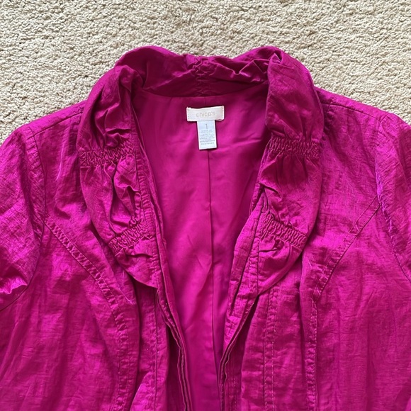 Chico’s Metallic Pink Blazer Cardigan Jacket Sz 1 W/Tank Barbiecore Career Top - Picture 11 of 16